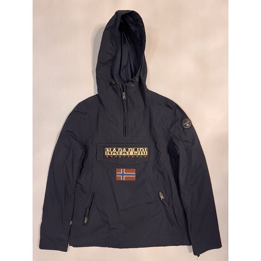 Napapijri Rainforest Quarter Zip Hooded Nylon Anorak Jacket – Women’s XS (Blue)